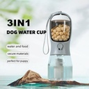 3-in-1 Portable Pet Water Bottle — 300ml Cup, 100g Food Container & Waste Bag Compartment