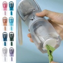 3-in-1 Portable Pet Water Bottle — 300ml Cup, 100g Food Container & Waste Bag Compartment