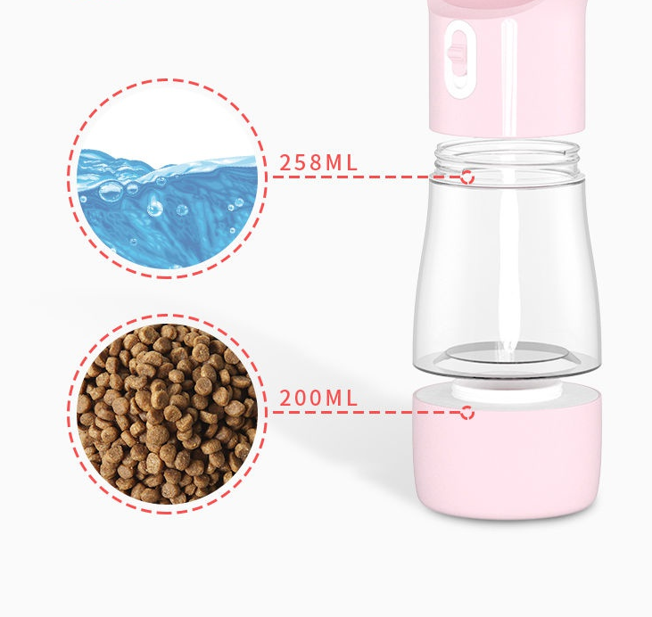 Traveling Out Portable Dog Water Dispenser — 258ml Water + 200g Food, Leak‑Seal, Shoulder Strap