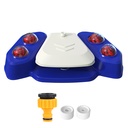 Automatic Dog Water Fountain Step-On Sprinkler with 4 Shower Balls, 2 Outlet Sizes & Inlet Connector — Blue or Yellow