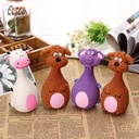 Meow Pet 4pc Latex Squeaky Animal Dog Chew Toys — 13×7×4 cm Puppy Teething Set (White/Black/Purple/Brown)