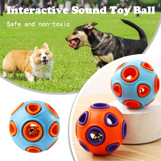 Dog Rubber Ball with Bell Sound, 2-Pack — 2" Interactive Chew & Fetch Toy for Puppies & Small Dogs