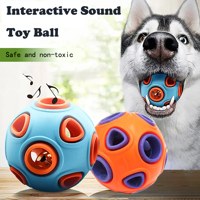 Dog Rubber Ball with Bell Sound, 2-Pack — 2" Interactive Chew & Fetch Toy for Puppies & Small Dogs