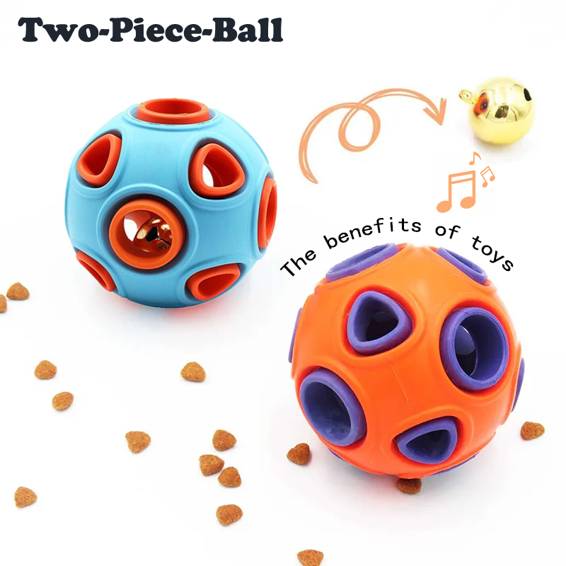 Dog Rubber Ball with Bell Sound, 2-Pack — 2" Interactive Chew & Fetch Toy for Puppies & Small Dogs