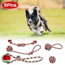 Set of 5 Christmas Rope Dog Chew Toys — Polyester/Cotton Interactive Puppy Toys for Small & Medium Dogs