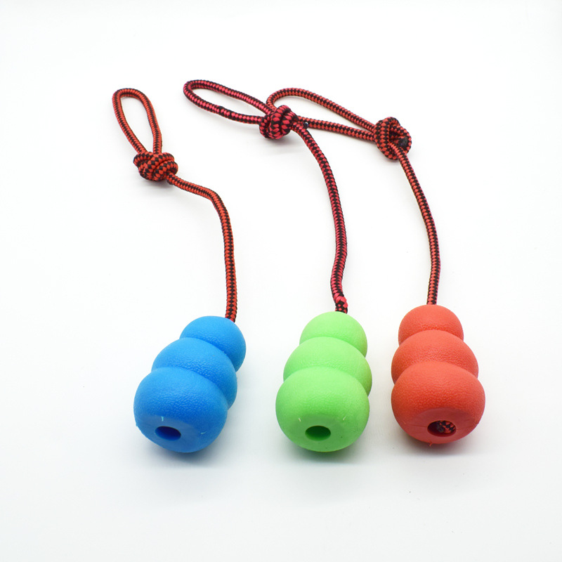 Pet Toy Natural Rubber Rope Hoist — Mixed Color Hair Rope Tug & Chase Toy, Small 9cm / Large 12cm