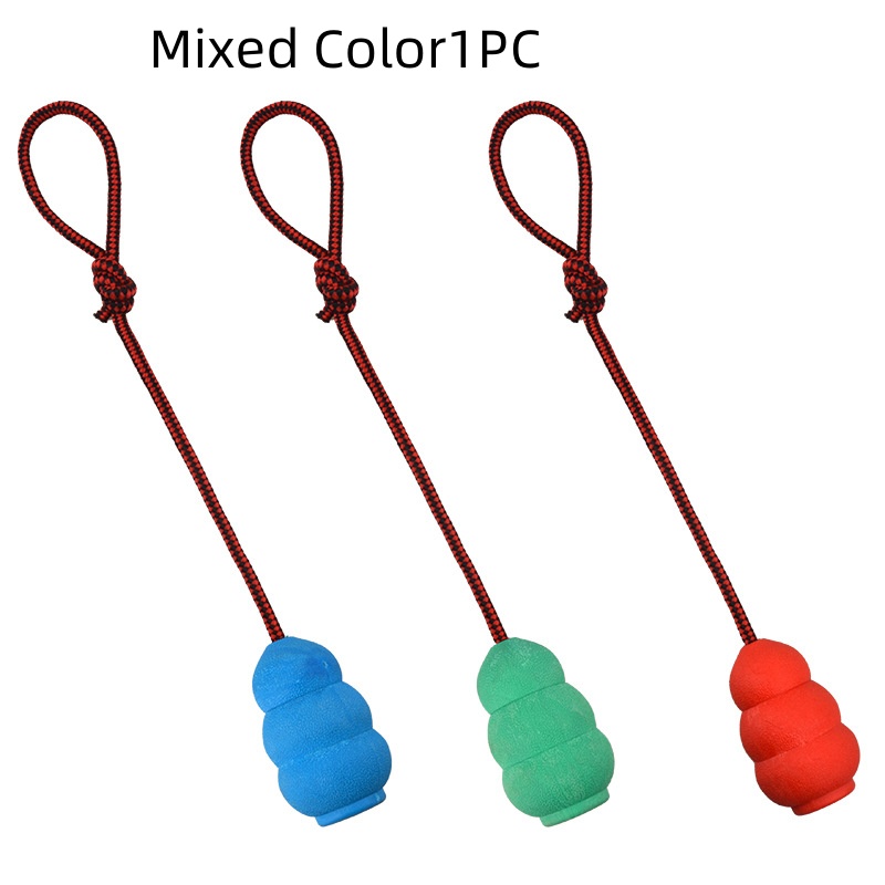 Pet Toy Natural Rubber Rope Hoist — Mixed Color Hair Rope Tug & Chase Toy, Small 9cm / Large 12cm