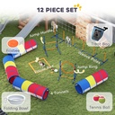 Dog Agility Training Equipment, 12-Piece Dog Obstacle Course with Adjustable Hurdle & Ring, 4 Tunnels, Weave Poles