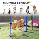 Dog Agility Training Equipment, 12-Piece Dog Obstacle Course with Adjustable Hurdle & Ring, 4 Tunnels, Weave Poles