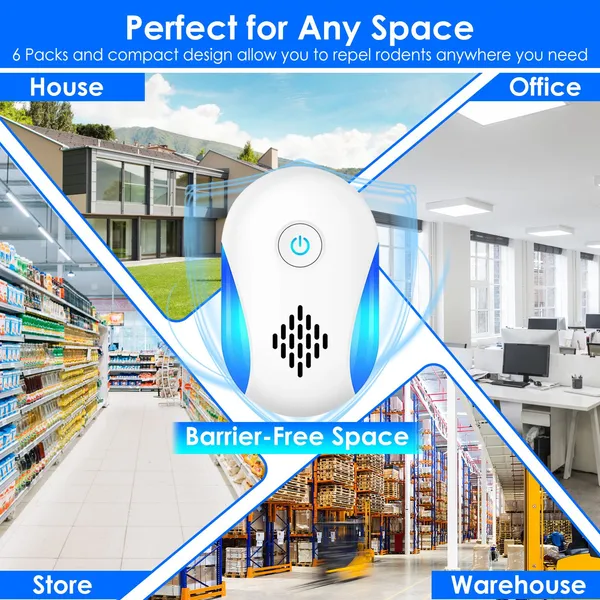 6 Pack Ultrasonic Pest Repeller, Operation Pest Wide Coverage Dual-Frequency Pest Control For Home Apartment Hotel Office Kitchen