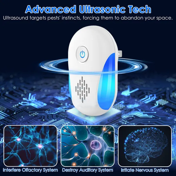 6 Pack Ultrasonic Pest Repeller, Operation Pest Wide Coverage Dual-Frequency Pest Control For Home Apartment Hotel Office Kitchen
