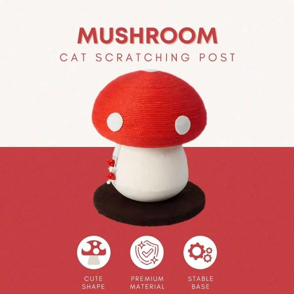 Mushroom Cat Scratching Post Unique Design, Sisal Wrapped, Ideal For Medium And Small Cats, No Assembly Required Cat Stuff Cat Tree Tower Cat Toys