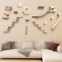 Pet Cat Climbing Frame Wall Type Solid Wood Wall Hanging Platform Ladder Pets Accessories