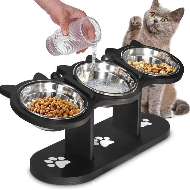 Vertical Pet Feeder Adjustable Wooden Dining Table