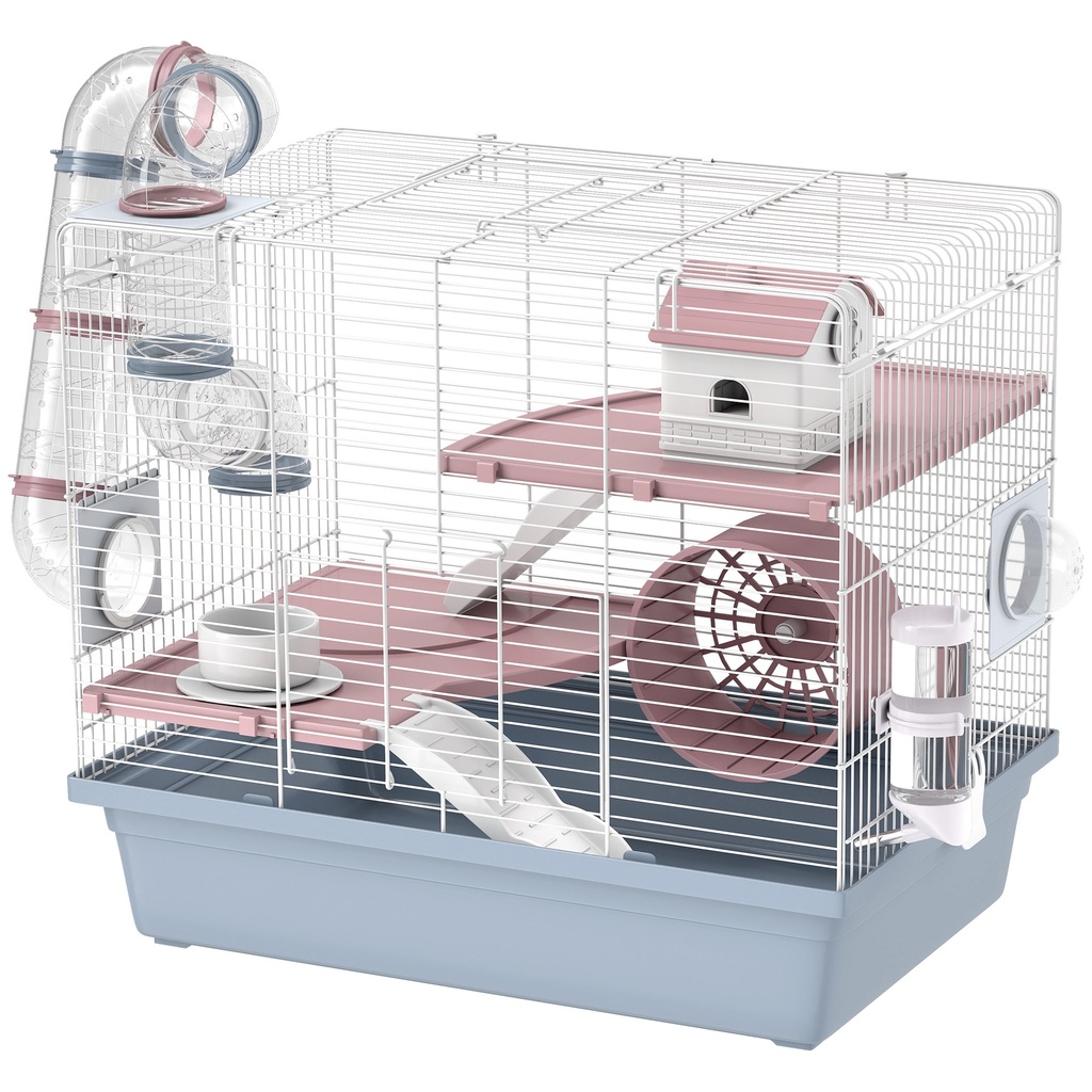 [PBX-T-004624] Hamster Cage, 3-Tier Small Animal Cage with Exercise Wheel, Food Bowl, Water Bottle, House, Tunnels, Ramps