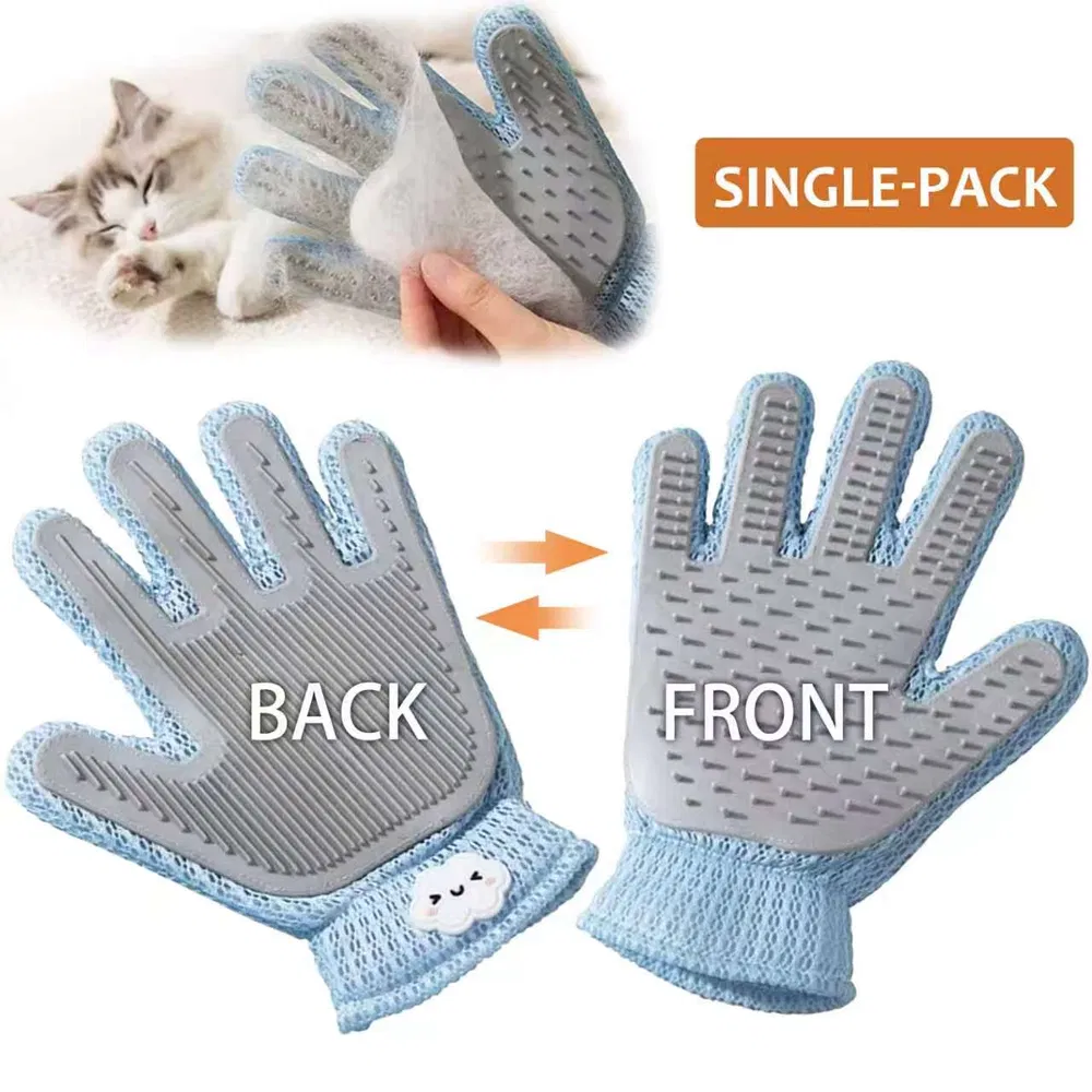 [PBX-T-004627] 2-in-1 Pet Grooming Glove - Double-Sided Deshedding & Massage Brush For Cats Or Dogs, Removes Loose Hair From Fur & Furniture, Ultra-Soft Easy-Clean Mitt-single Glove