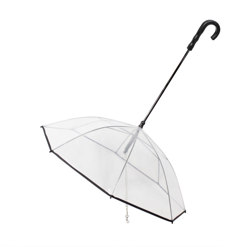 Dog's Transparent Umbrella With Traction Chain Removable Umbrella Pet Products Transparent