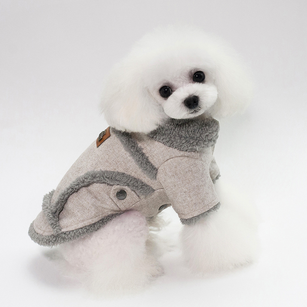 [PBX-T-004647] Dog Clothes Winter Pet Dog French Bulldog Jacket Thick Warm Dog Coat Dark grey M (Light brown, L)