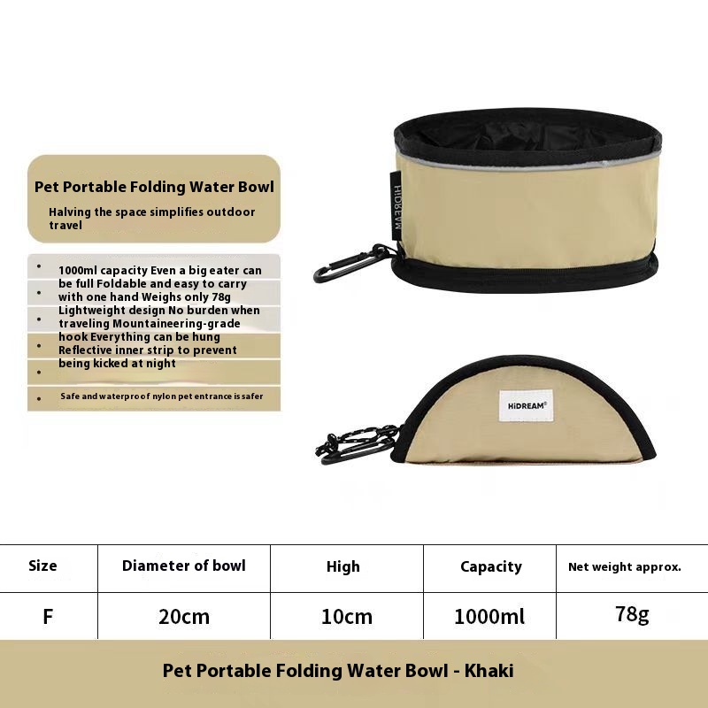 [PBX-T-004668] Folding Bowl For Pet Dog Traveling Chestnut Pink (Khaki)