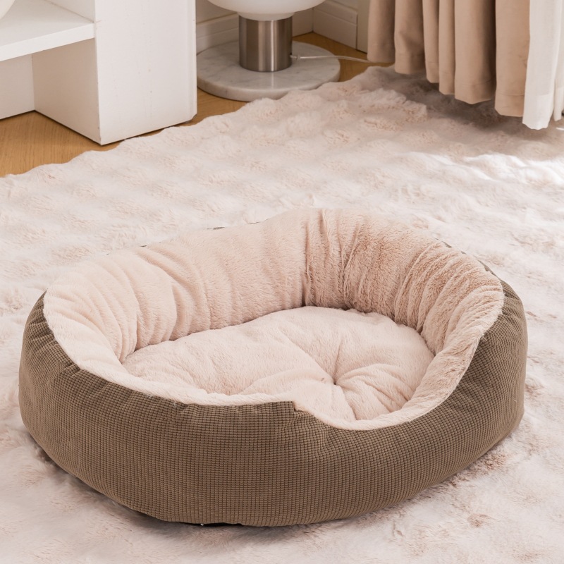 [PBX-V-003075] Winter Fleece-lined Thick Removable Washable Scratch-resistant Wear-resistant Warm Cat Nest Bright Yellow XL (Khaki, S)